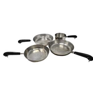 4 pc Revere Ware Pot and Pan set 9 10 inch 1 Qt Vintage Copper Bottom